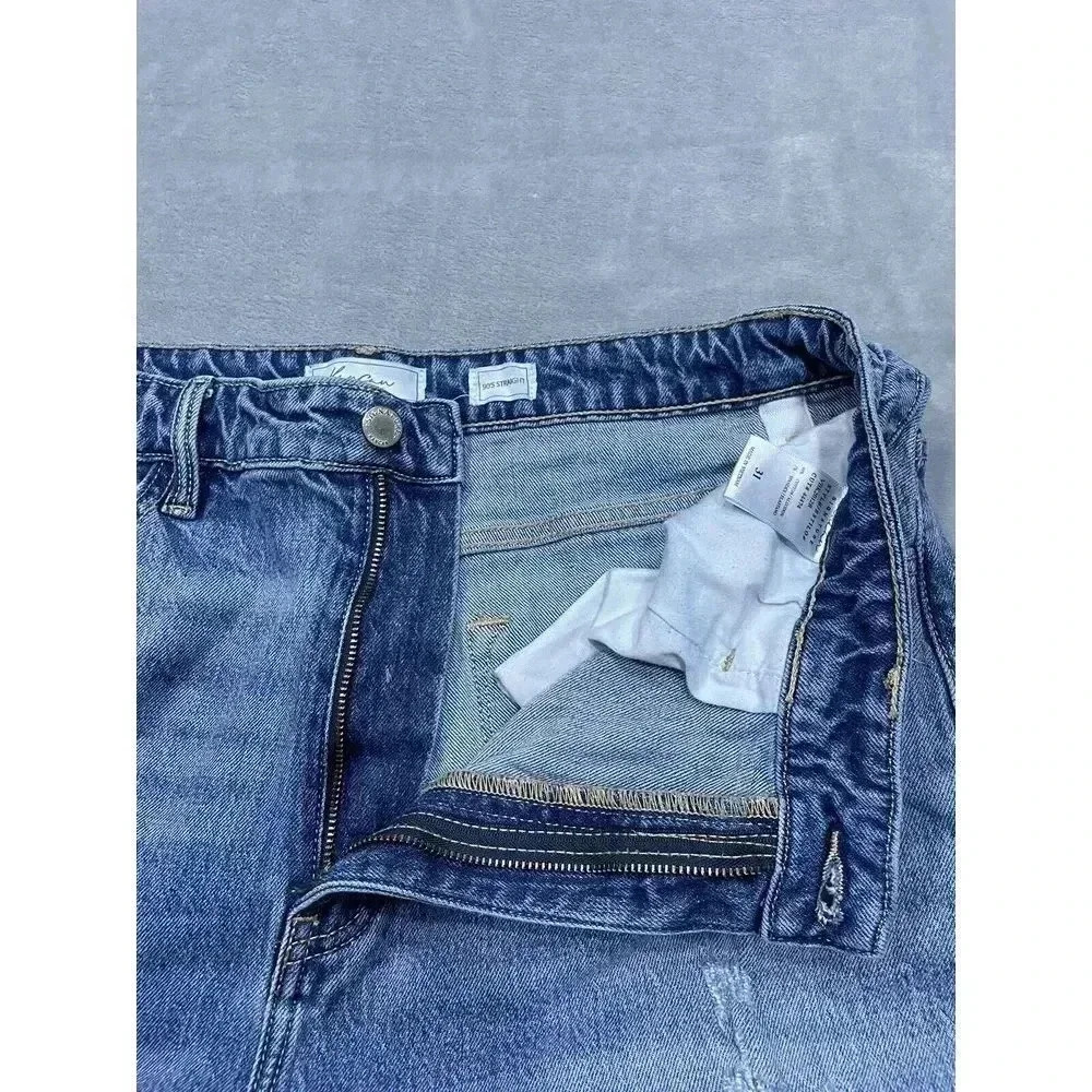 KanCan Jeans Womens 31 Blue 90s Straight Leg Distressed Medium Wash Denim Pocket - Picture 6 of 9